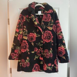 RARE Anthropologie Sherpa (Teddy Bear) Rose Coat size S